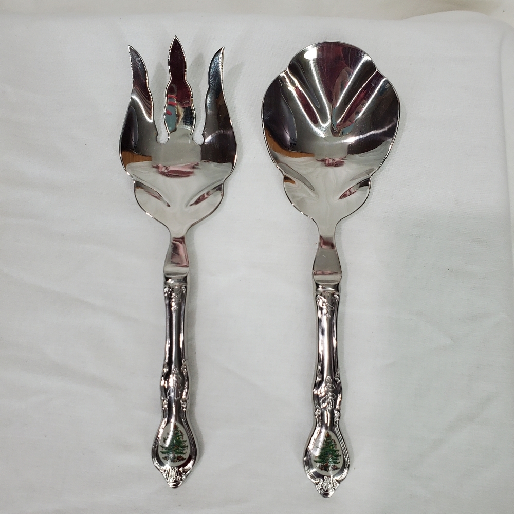 Spode Christmas Tree Holiday Salad Serving Set